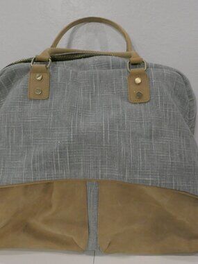Jesslyn Blake Weekender Bag Anthropologie Light Blue Sparkle Twill Leather
